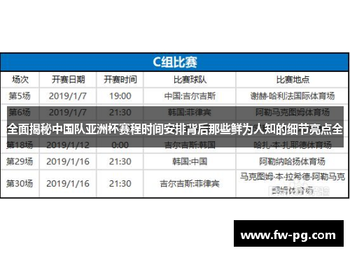 全面揭秘中国队亚洲杯赛程时间安排背后那些鲜为人知的细节亮点全