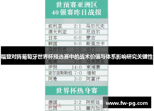福登对阵葡萄牙世界杯预选赛中的战术价值与体系影响研究关键性
