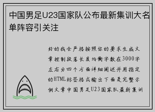 中国男足U23国家队公布最新集训大名单阵容引关注